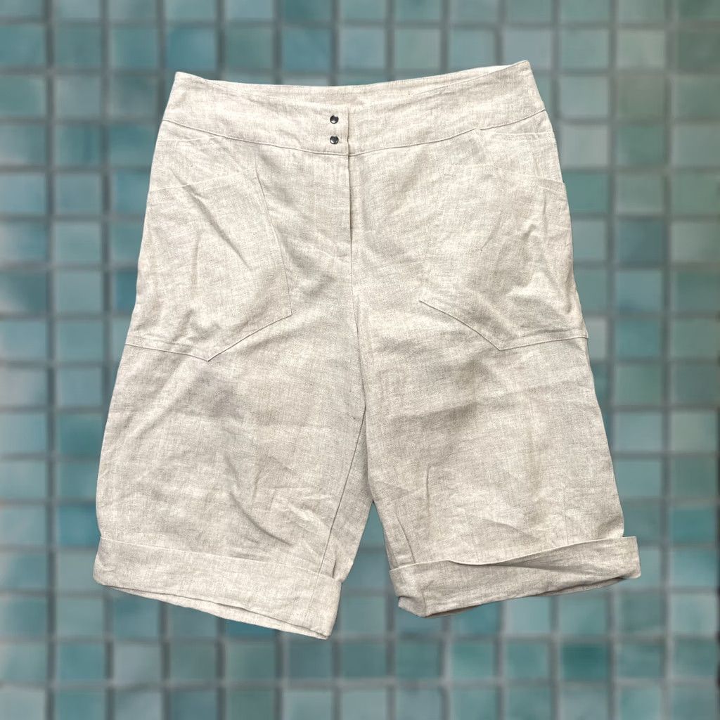 Vintage VINTAGE Babette Bermuda Shorts Womens XS Beige Linen Cuffed Beach Resort Size 26" / US 2 / IT 38 - 1 Thumbnail