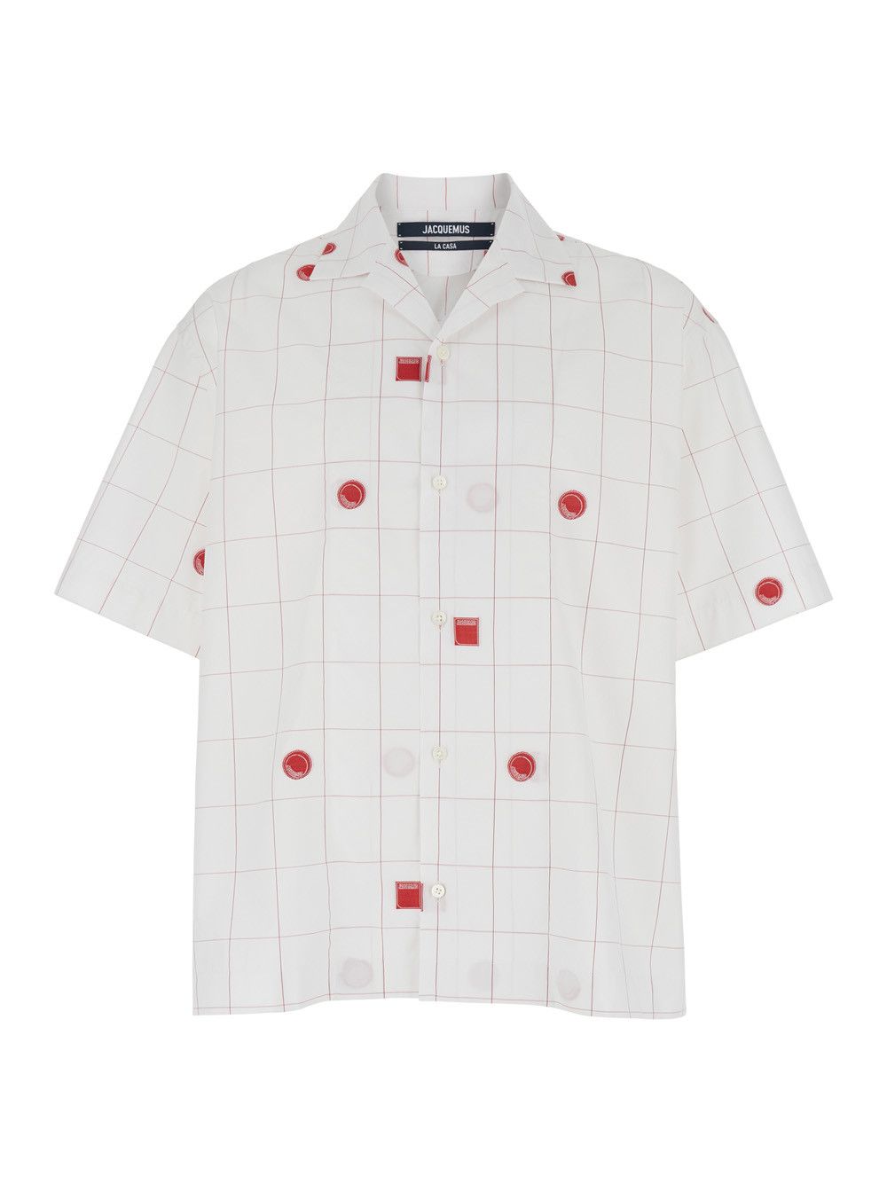 Jacquemus 'La Chemise Jean' White Shirt with Cuban Collar and All-Over Logo Motif in Cotton Man Size US L / EU 52-54 / 3 - 1 Thumbnail