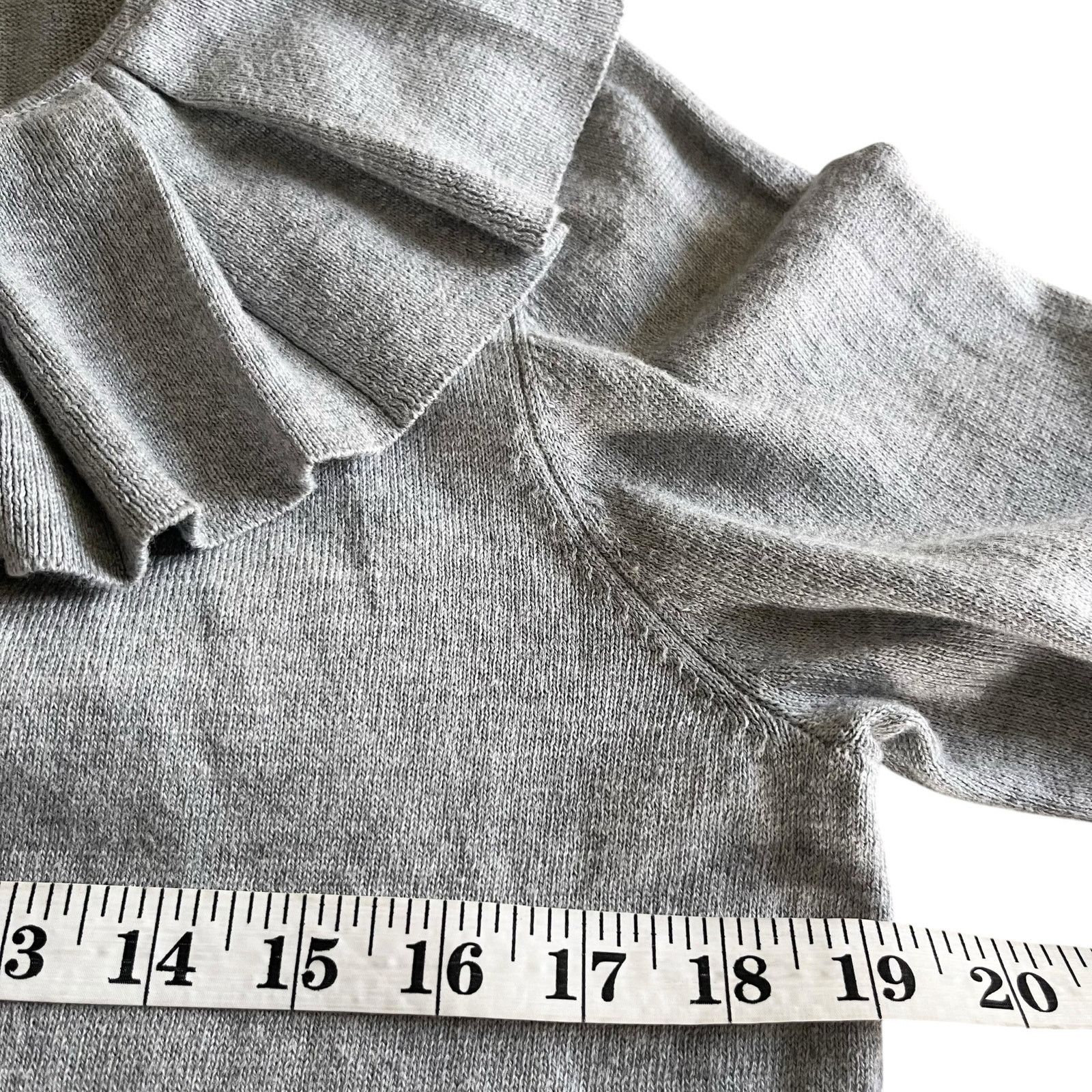 Michael Kors MICHAEL Michael Kors Gray Ruffle Split Tie Neck Sweater Size L / US 10 / IT 46 - 5 Thumbnail