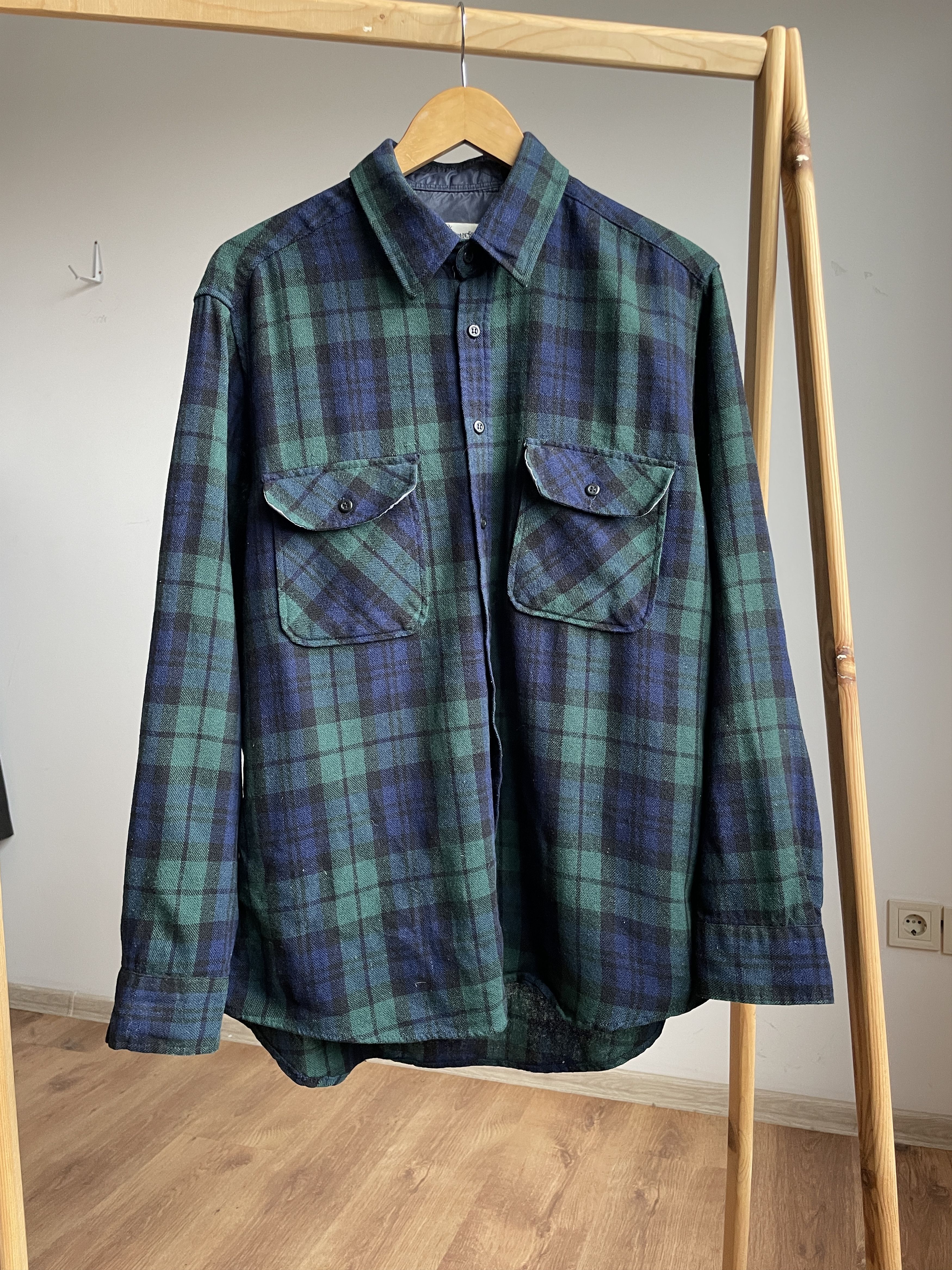 Sears Sears Roebuck Vintage 90's Wool Plaid Flannel Shirt Size US L / EU 52-54 / 3 - 1 Thumbnail