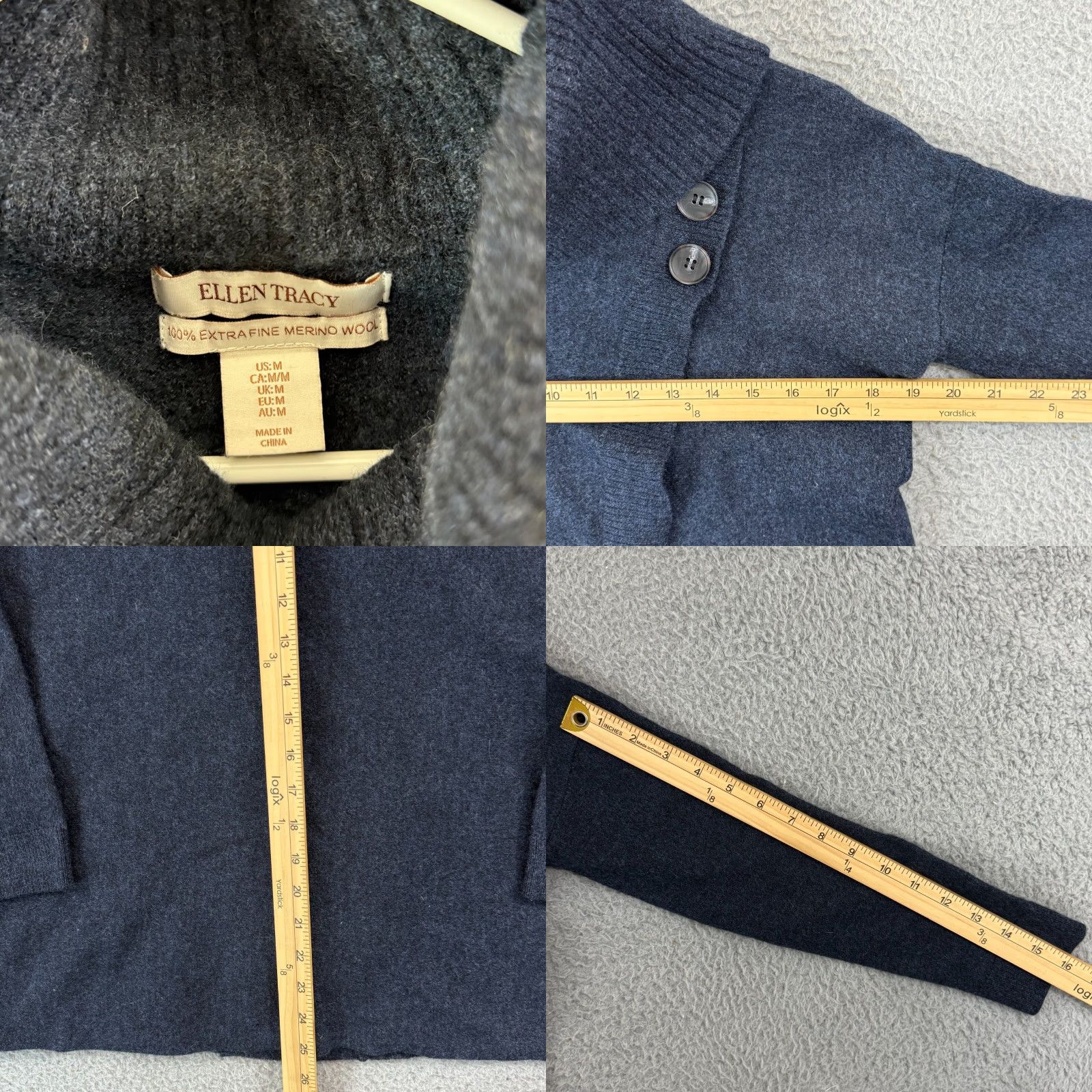 Ellen Tracy Ellen Tracy Sweater Women Medium Oversize Blue Long Sleeve Merino Wool Cowl Neck Size M / US 6-8 / IT 42-44 - 8 Thumbnail