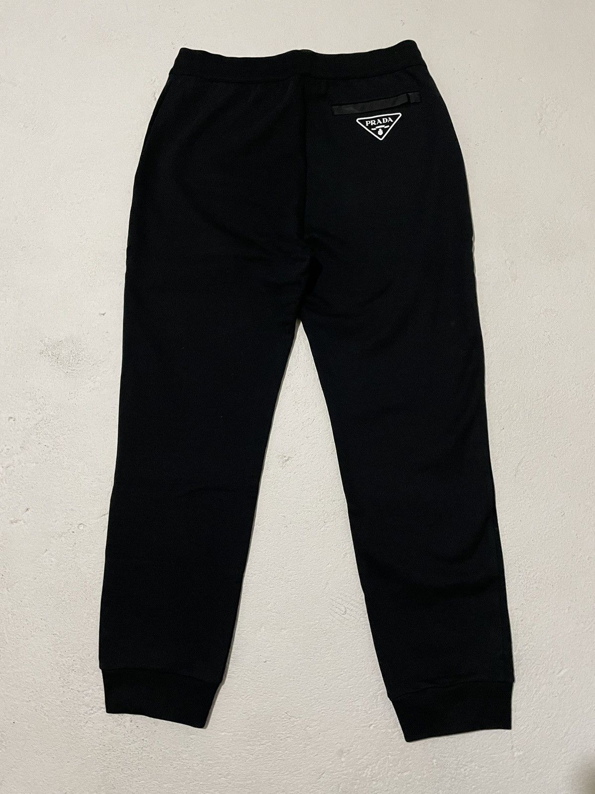 image of Prada Nylon Detail Logo Sweatpants in Black, Men's (Size 30)