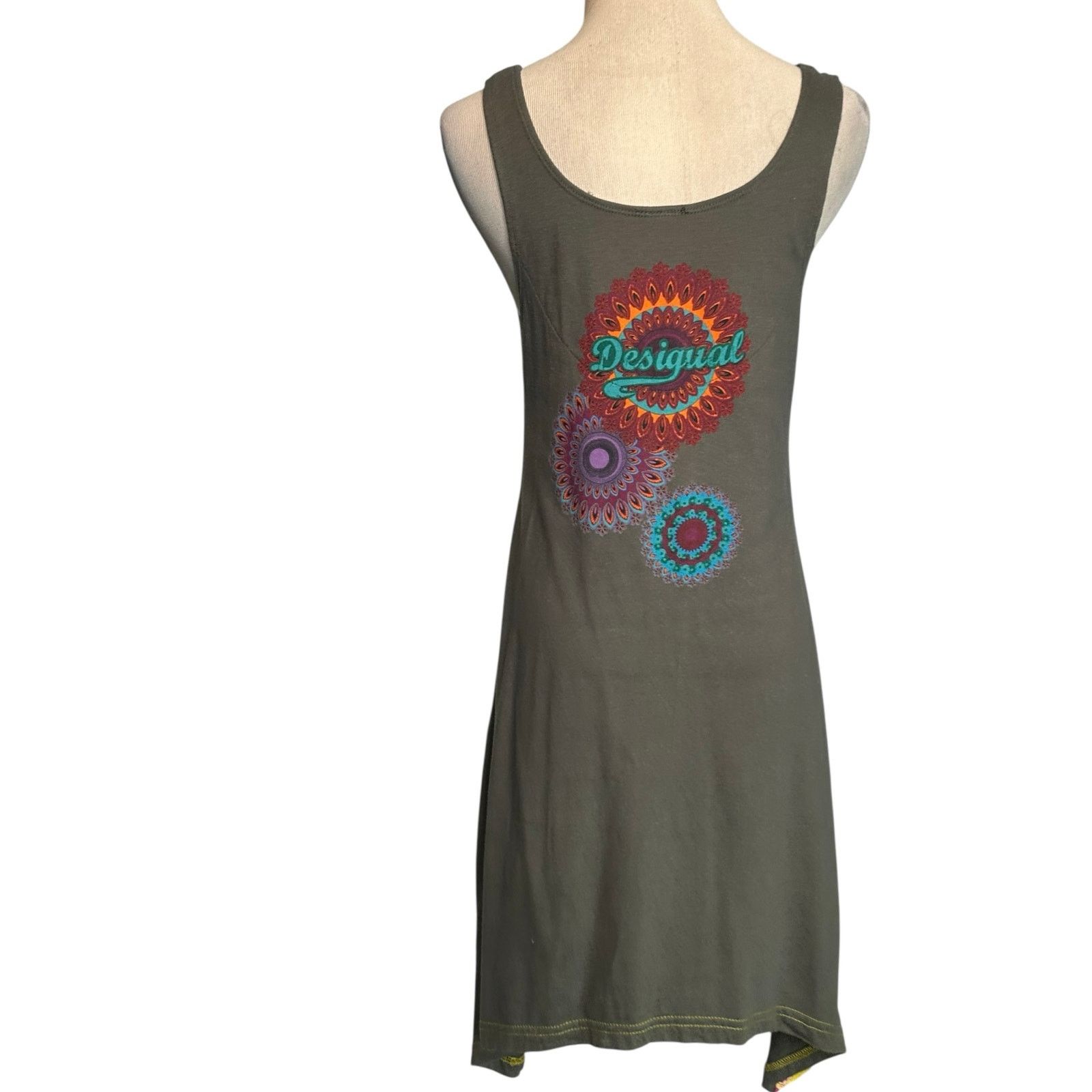 Desigual Desigual Green and Pink Asymmetrical Tunic Dress size Medium Size M / US 6-8 / IT 42-44 - 14 Thumbnail
