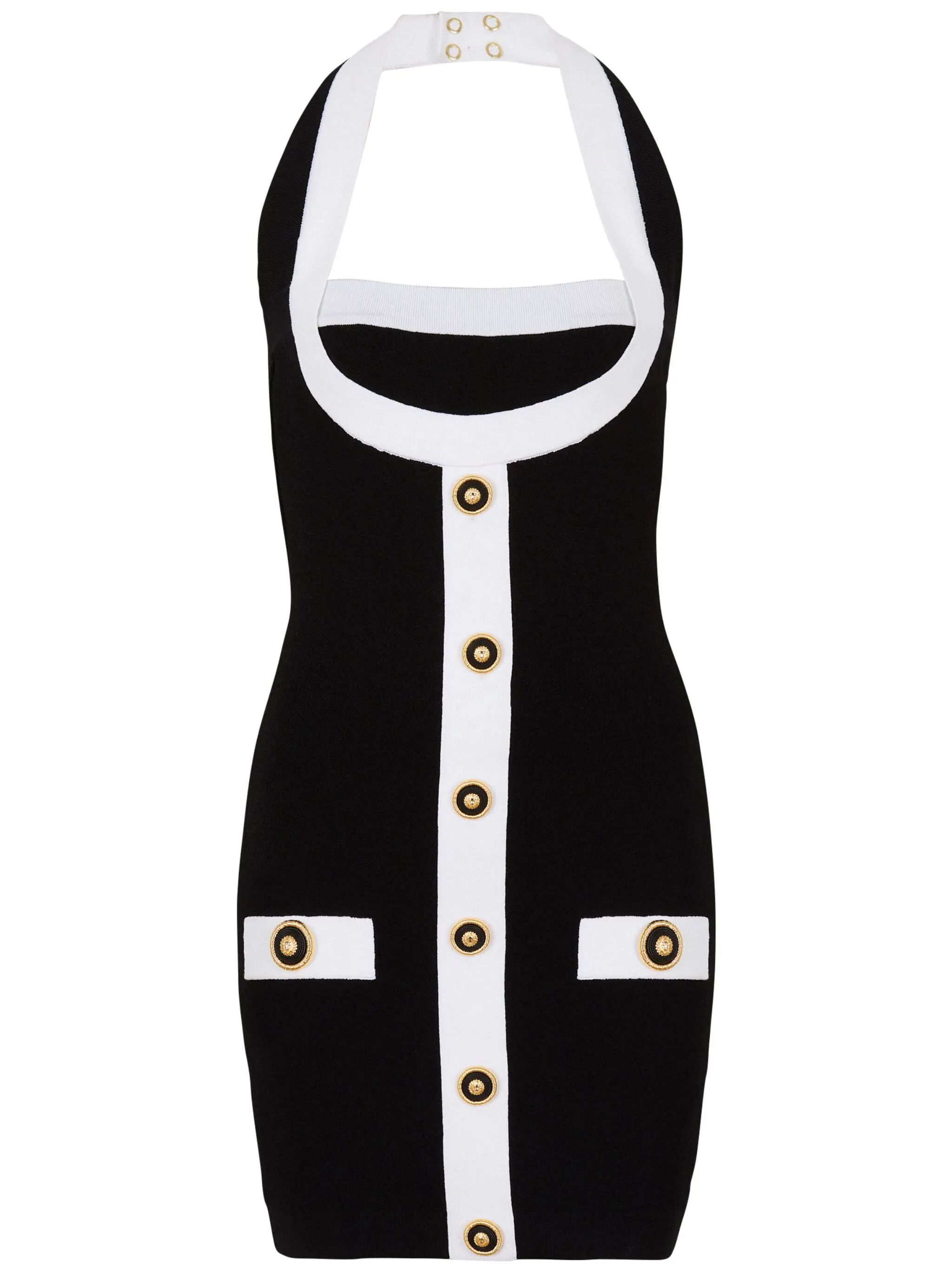Balmain o1loc1c0526 Two-Tone Halterneck Dress in White/Black Size XS / US 0-2 / IT 36-38 - 1 Thumbnail