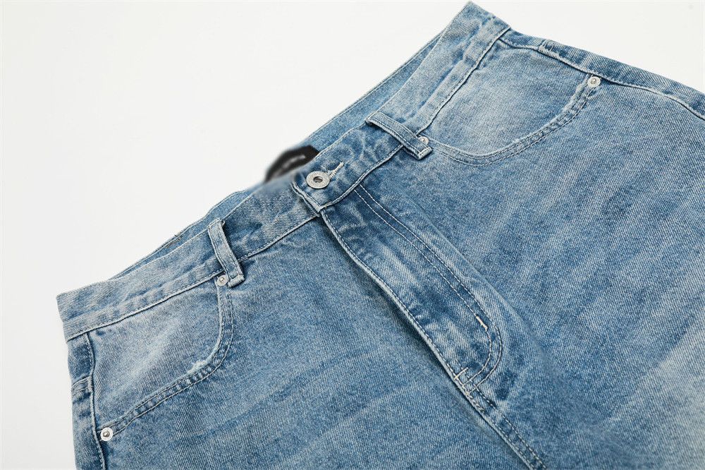 Vintage Men's washed straight-leg punk distressed loose jeans Size US 32 / EU 48 - 4 Thumbnail
