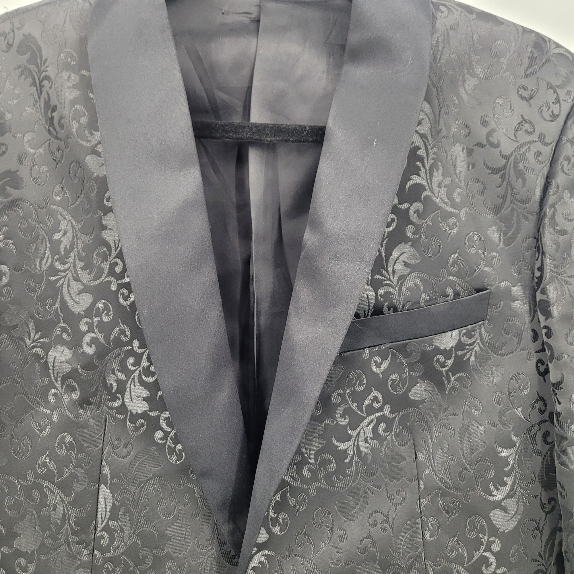 Designer Avanti Milano Paisley Black Jacquard Tuxedo Jacket L Satin S Size L / US 10 / IT 46 - 3 Thumbnail