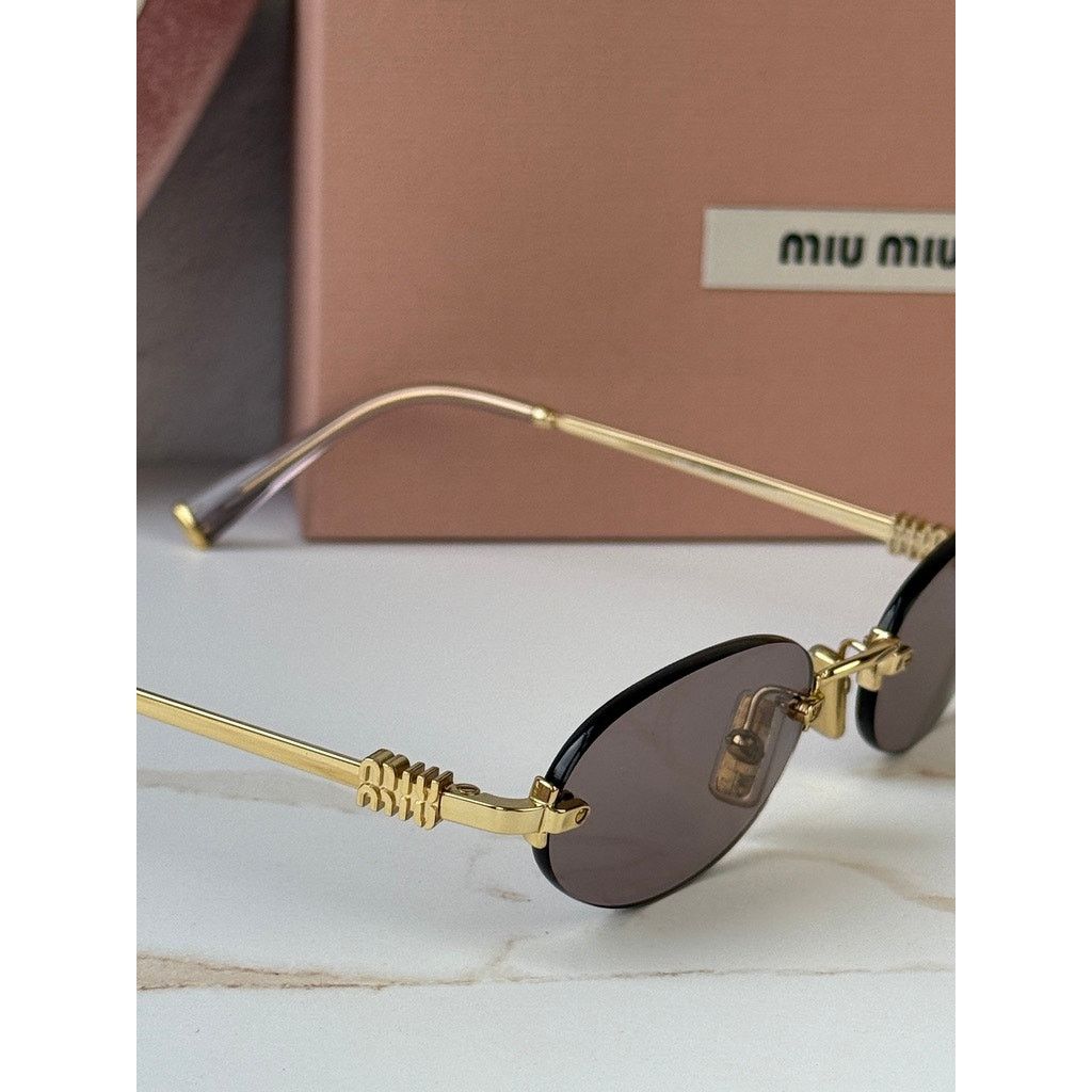 Miu Miu NEW Miu Miu MU A54S Rimless Sunglasses in Gold Pink $578 Size ONE SIZE - 5 Thumbnail
