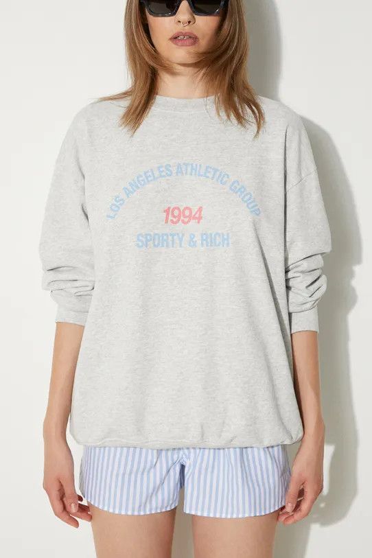 Sporty & Rich o1mle0525 LA Athletic Group Crewneck Sweatshirt Heather Grey Size L / US 10 / IT 46 - 5 Thumbnail