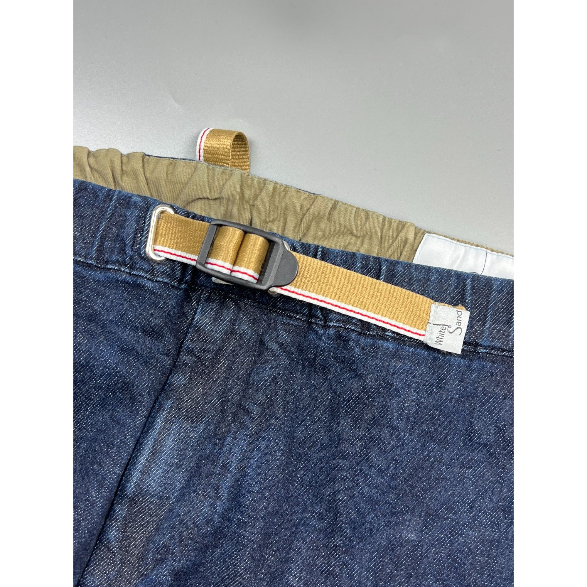 Designer Unisex White Sand Raw Selvedge Denim Jeans Pants (Y0797) Size US 34 / EU 50 - 4 Thumbnail