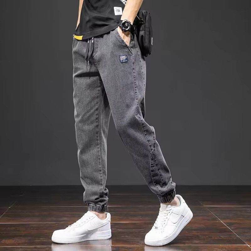 Japanese Brand Elastic Waist Black Cargo Jeans Men Size US 31 - 2 Thumbnail