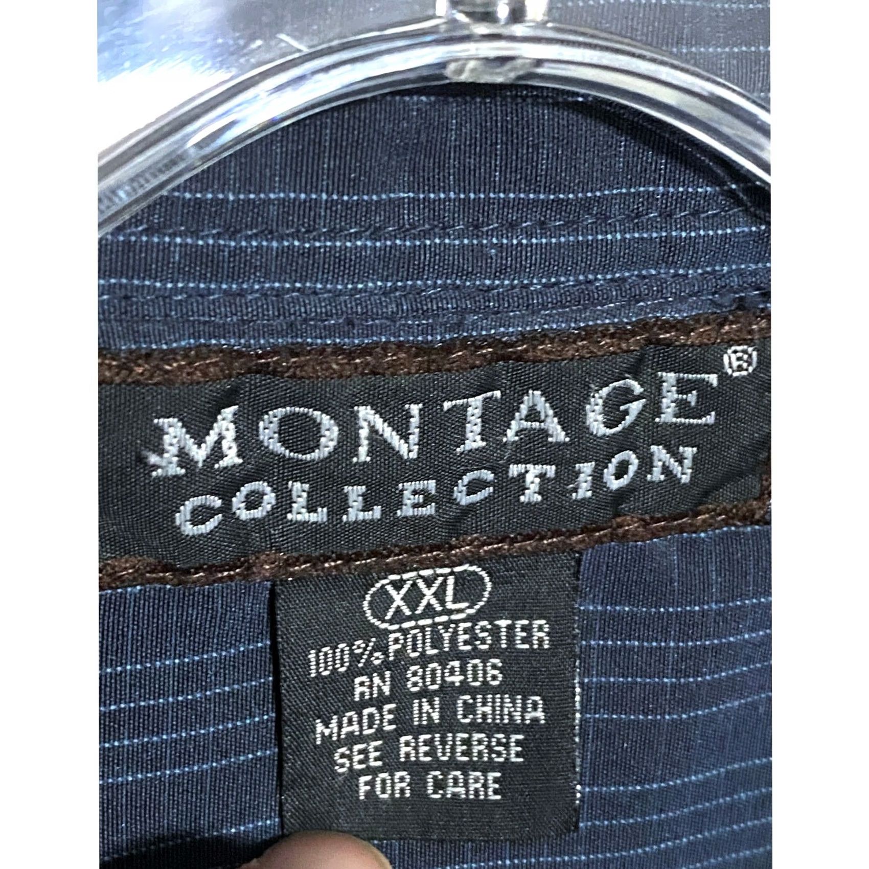 Vintage Montage Collection Shirt Mens 2XL Blue Button Striped Classic Preppy Minimalist Size US XXL / EU 58 / 5 - 5 Thumbnail