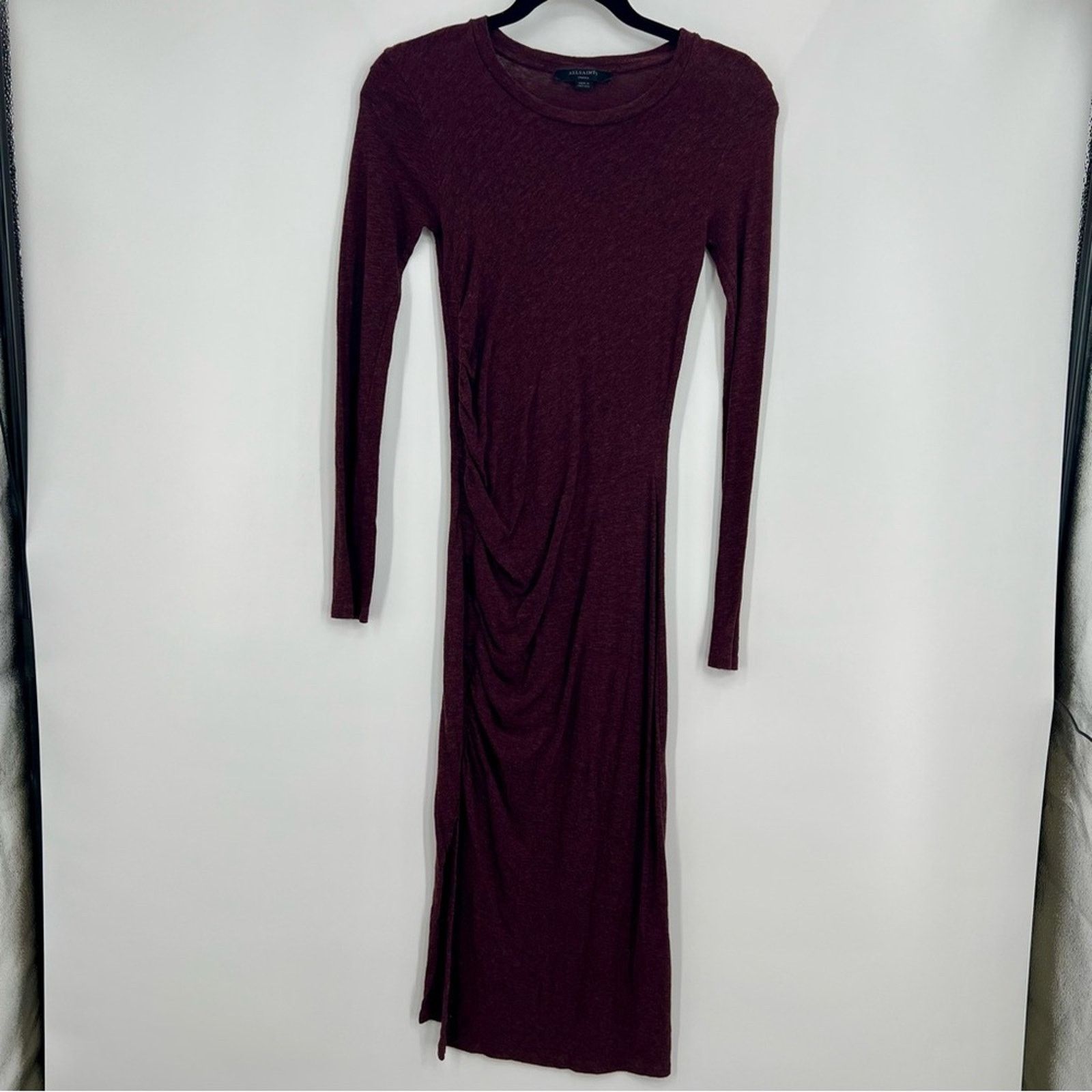 Allsaints ALL SAINTS Tina Knit Midi Dress Bodycon Assymetrical Sheath Size S / US 4 / IT 40 - 4 Thumbnail
