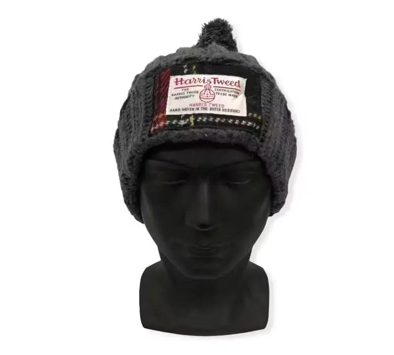 Harris Tweed × Japanese Brand Japanese Brand Harris Tweed Big Logo Beanie Hat Size ONE SIZE - 1 Thumbnail