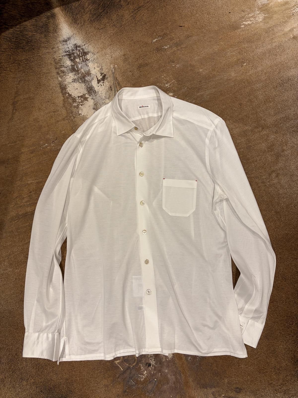 Kiton Kiton White Cotton Dress Shirt Size US XL / EU 56 / 4 - 1 Thumbnail
