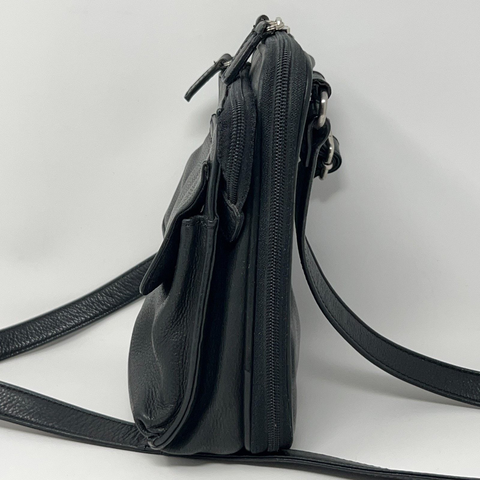 Fossil Fossil Black Leather Mini Crossbody Bag Credit Card Pockets Size ONE SIZE - 4 Thumbnail