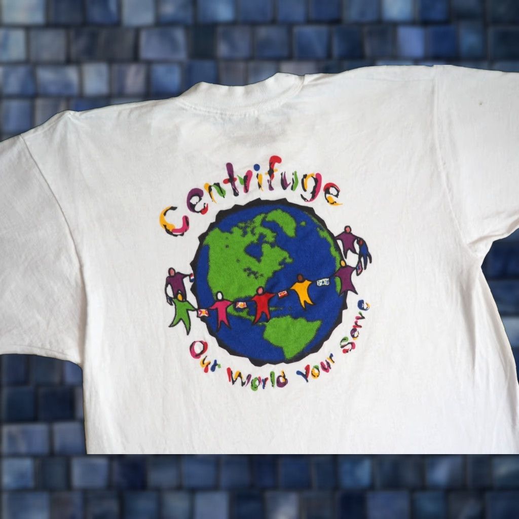 Fruit Of The Loom VTG 90s Fruit of the Loom Centrifuge Jesus Religion Earth Graphic Tee T-Shirt Mens M White Size US M / EU 48-50 / 2 - 1 Thumbnail