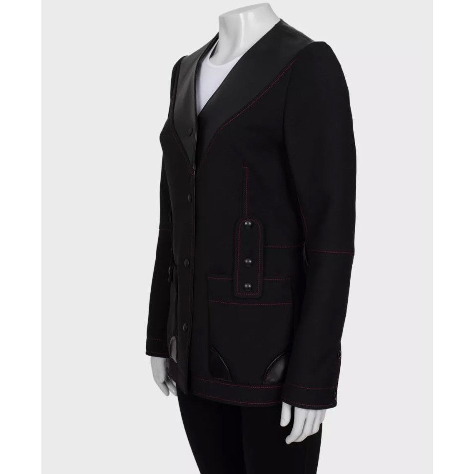 Louis Vuitton Louis Vuitton BlackLeather Collar Jacket Sz. S Size S / US 4 / IT 40 - 2 Thumbnail