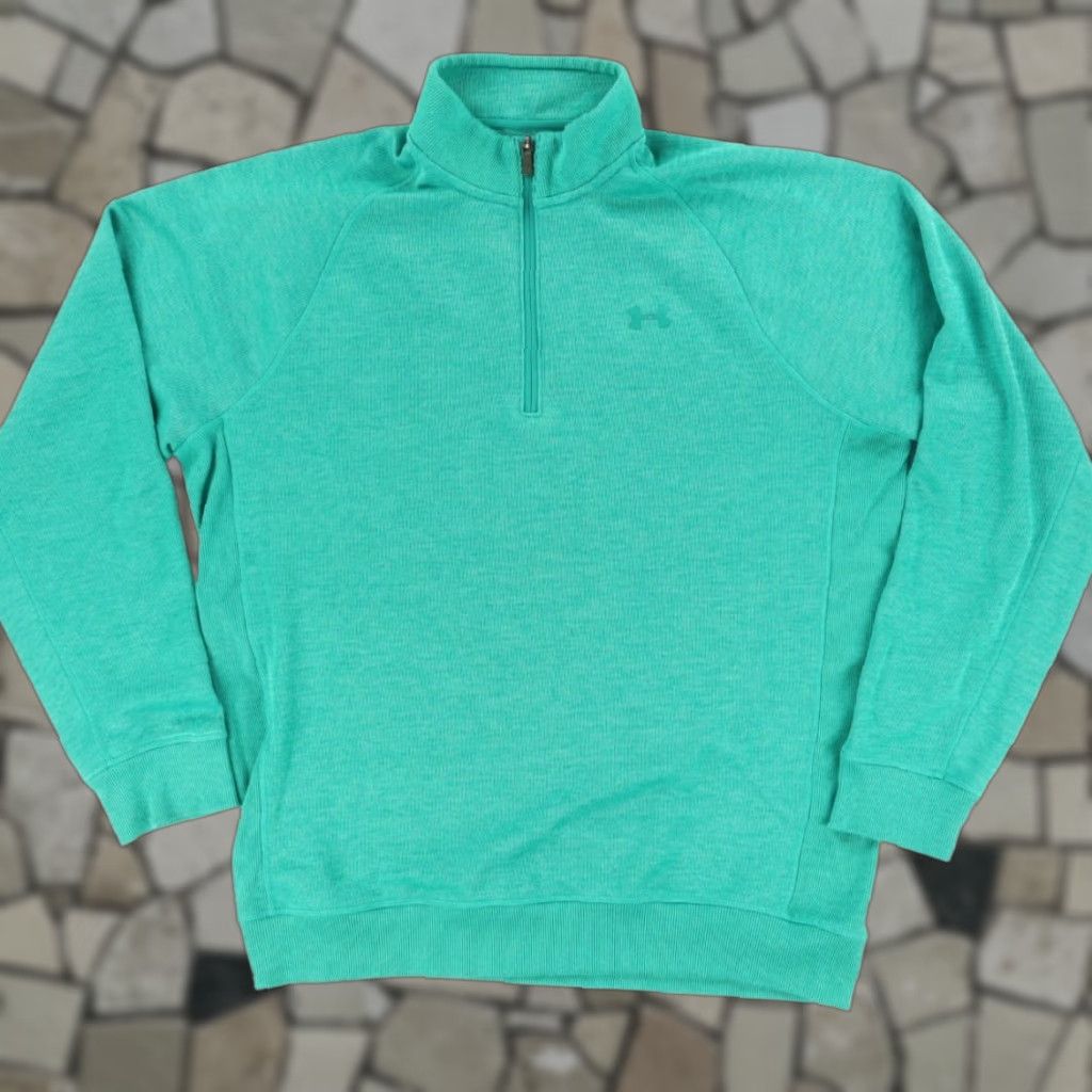 Under Armour Under Armour Coldgear Loose Knit Pullover Solid Mock Long Sleeve Sweatshirt Green Men's XL Shirt Size US XL / EU 56 / 4 - 1 Thumbnail