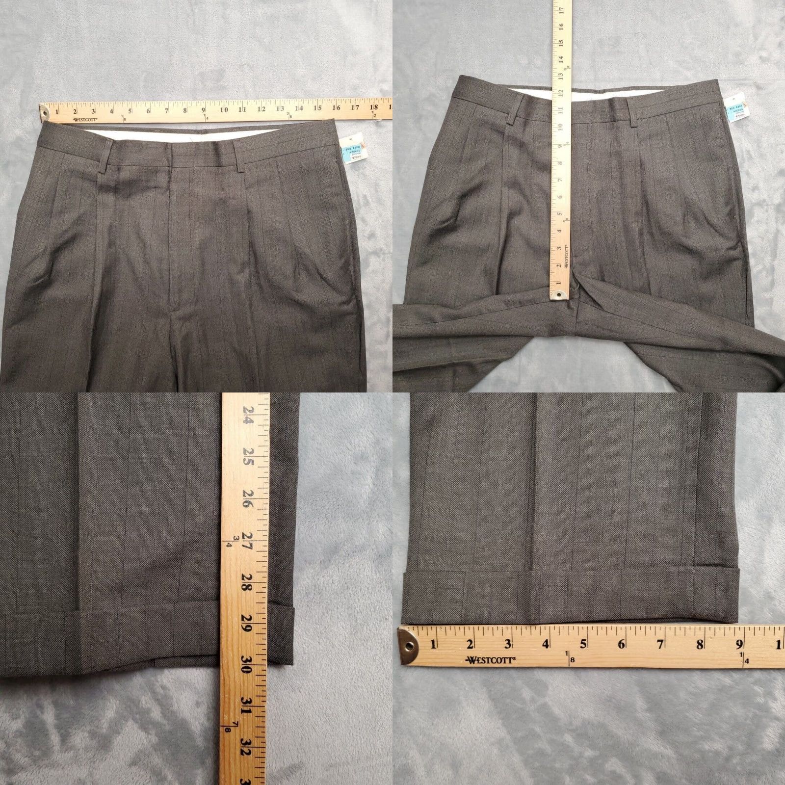 Haggar VINTAGE Haggar Pants Men 34x30 Gray Wool Blend Pleated Gentleman Fit Dress Retro Size US 34 / EU 50 - 9 Thumbnail