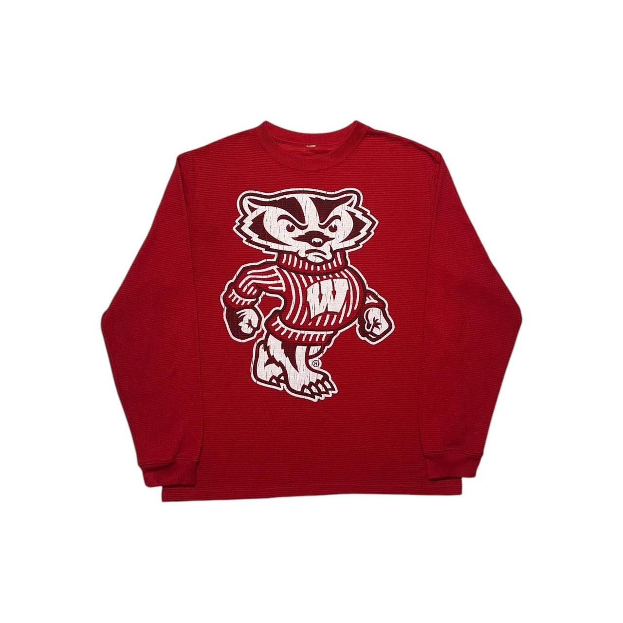 NCAA × Vintage Vintage University of Wisconsin Waffle Knit Long Sleeve Shir Size US L / EU 52-54 / 3 - 1 Thumbnail