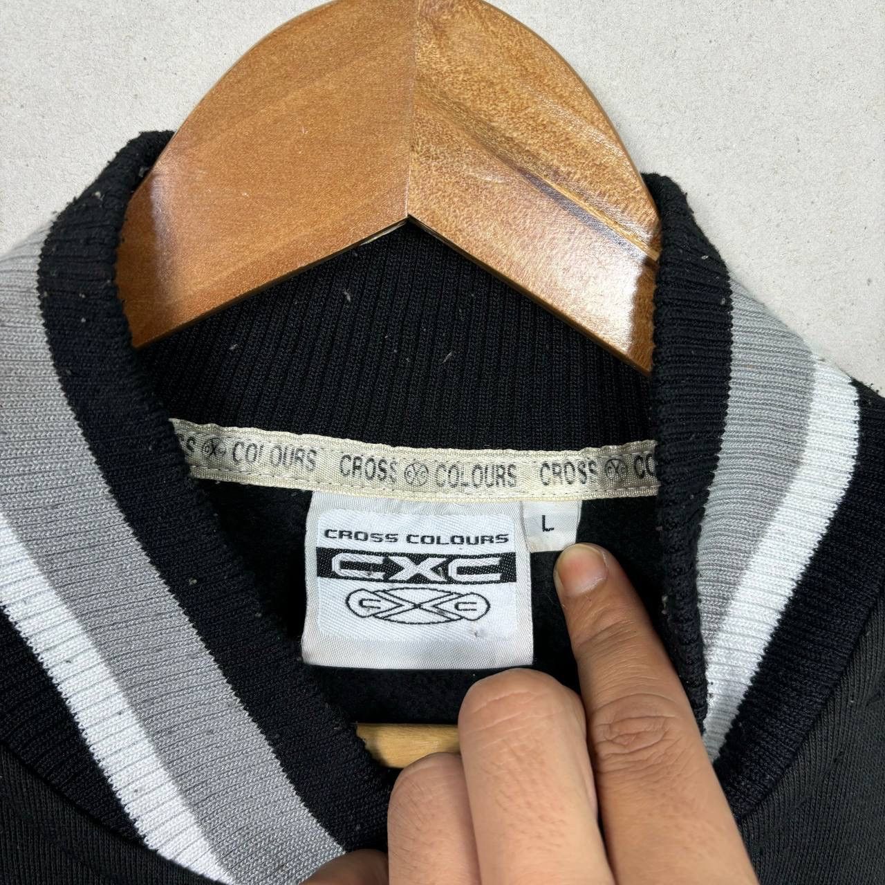 Vintage 90s Cross Colours Black Varsity Jacket
