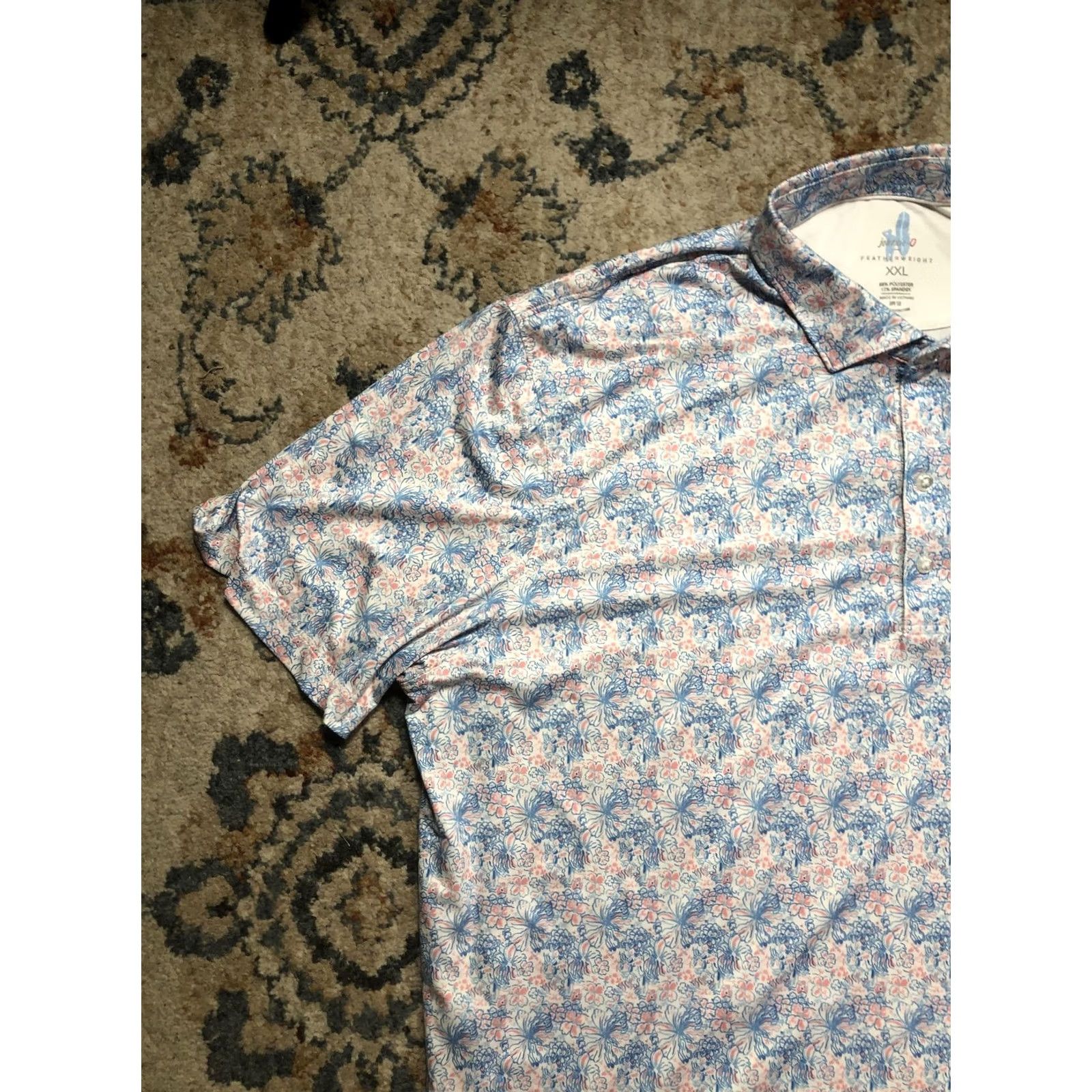 johnnie-O Johnnie-O Featherweight Golf Polo Shirt Mens Size 2XL Blue Floral Size US XXL / EU 58 / 5 - 3 Thumbnail