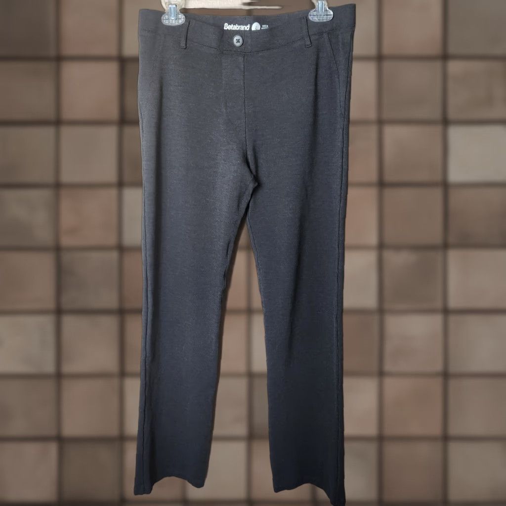 Vintage Betabrand Charcoal Gray Yoga Dress Straight Leg Pull-on Pants L Womens Dress Pants Gray Size 36" / US 14 / IT 50 - 1 Thumbnail