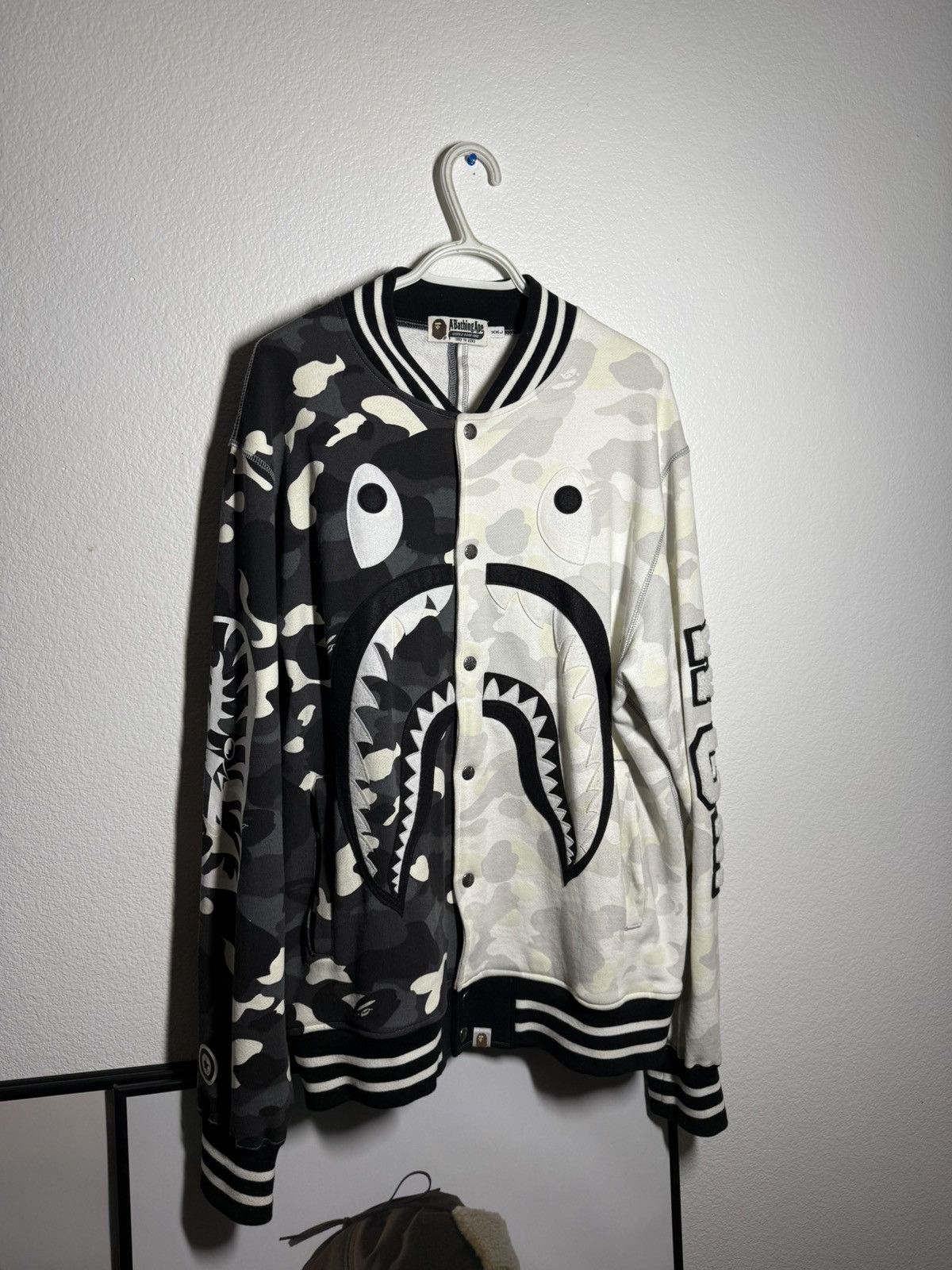 Bape Bape City Camo Shark Sweat Varsity Jacket GLOW IN THE DARK Size US XXL / EU 58 / 5 - 3 Thumbnail