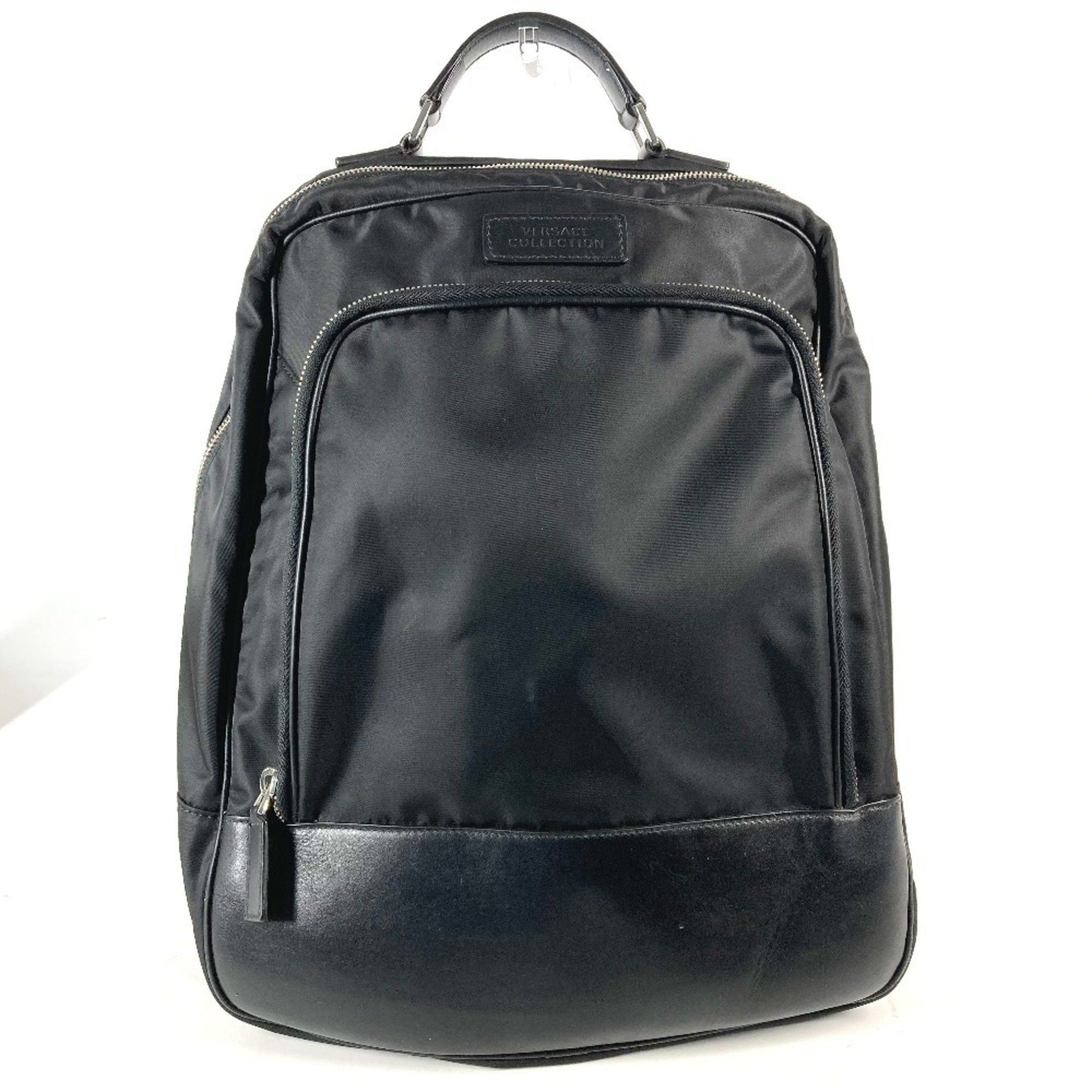 Versace Versace Backpack Bag Handbag Rucksack Nylon Leather Men's Black Size ONE SIZE - 1 Thumbnail
