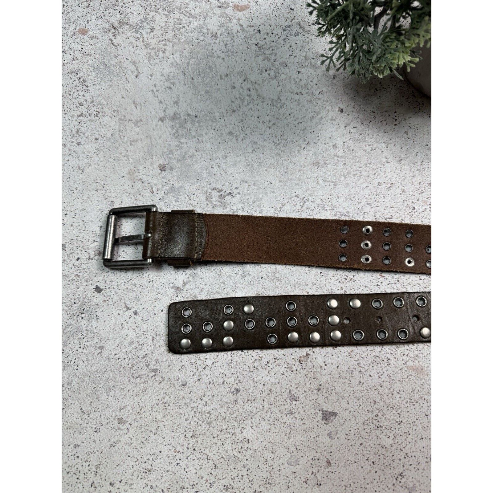 Other Vintage Punk Leather Belt Y2K Rhinestones Metal Spikes Size 34 - 2 Thumbnail