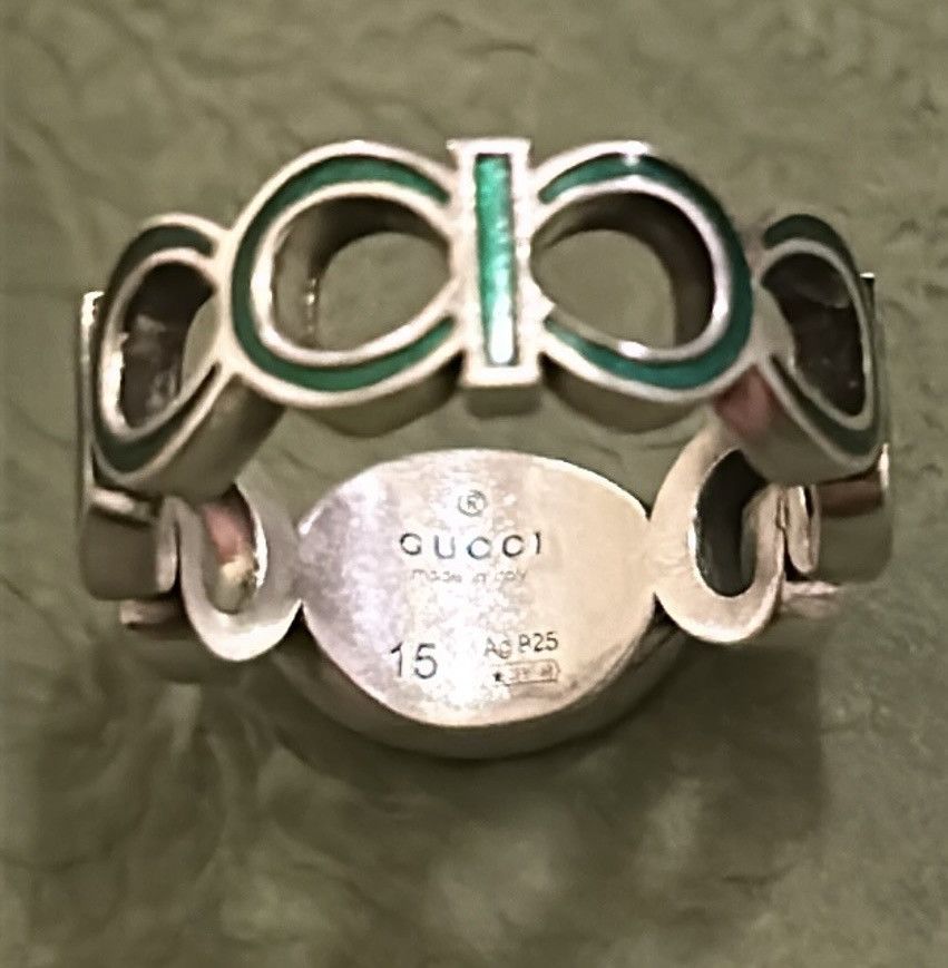 Gucci Gucci Unisex Sterling Silver Interlocking GG Logo Ring Size ONE SIZE - 4 Thumbnail