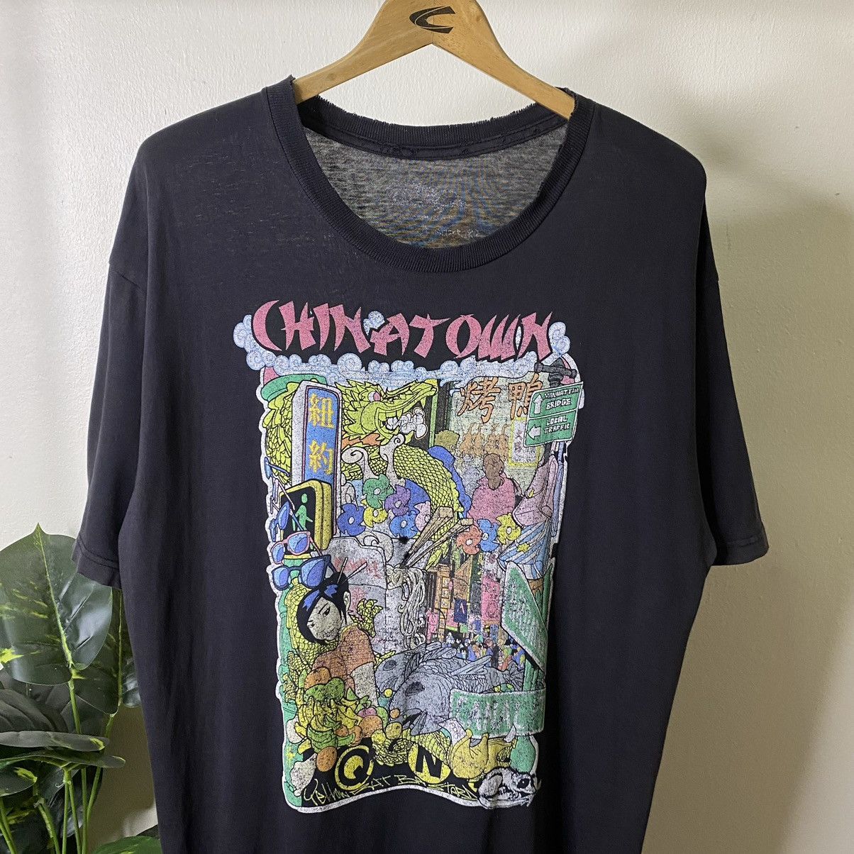 Market Y2K Chinatown Market Faded Black Streetwear Tee Size US L / EU 52-54 / 3 - 2 Thumbnail