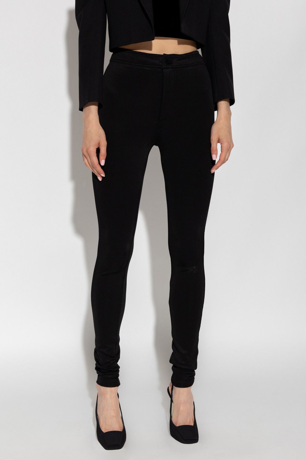 Saint Laurent Paris o1s1wg110924 Slim-Fit Pants in Silky Jersey in Noir Size 28" / US 6 / IT 42 - 3 Thumbnail