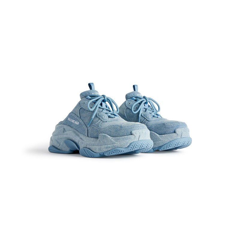 Balenciaga o1la1rc1a0925 Triple S Mules Denim in Blue Size US 7 / IT 37 - 2 Thumbnail