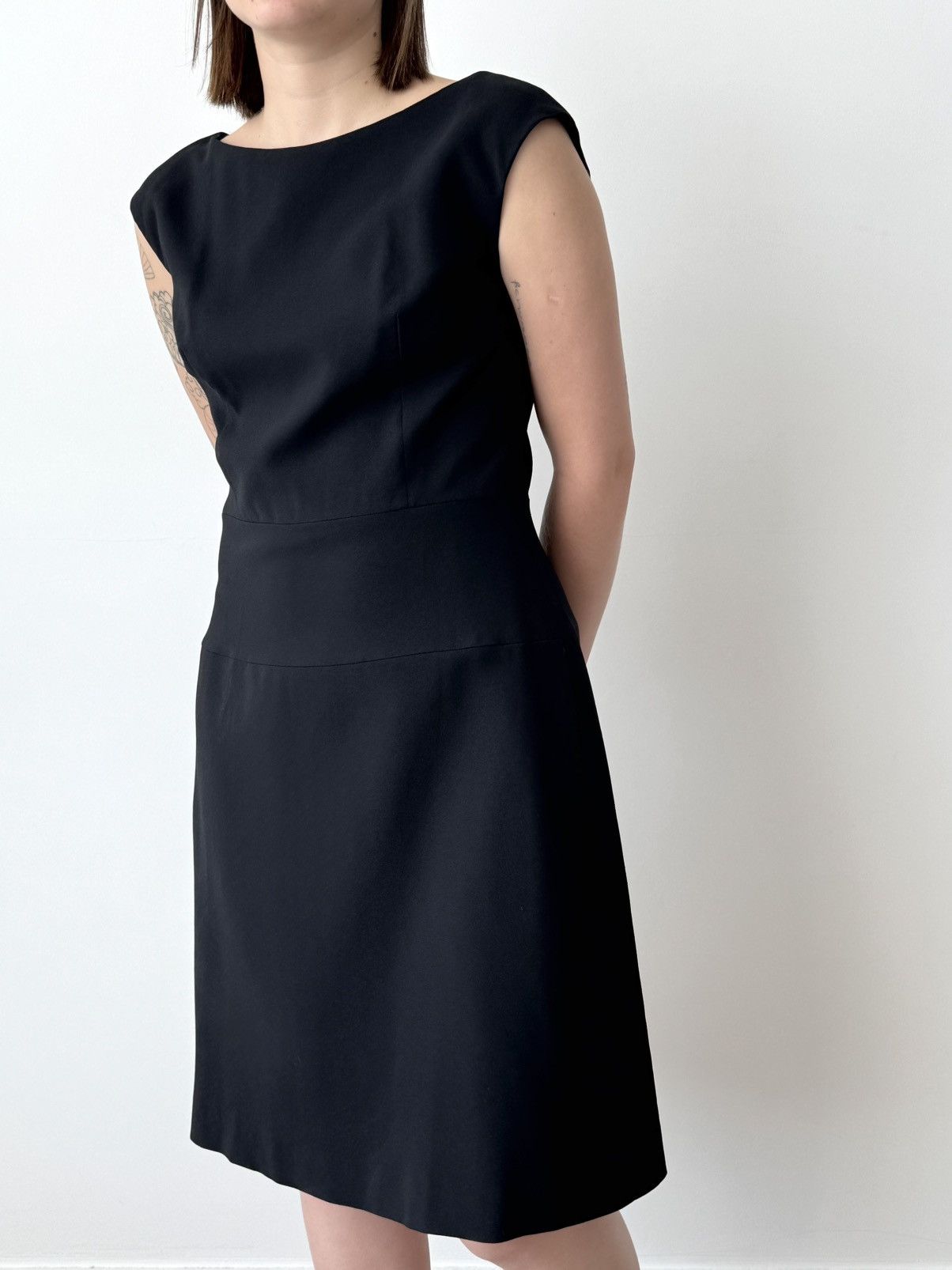 Prada Vintage 00s Prada Women’s Navy-Black Midi Dress Size M / US 6-8 / IT 42-44 - 1 Thumbnail