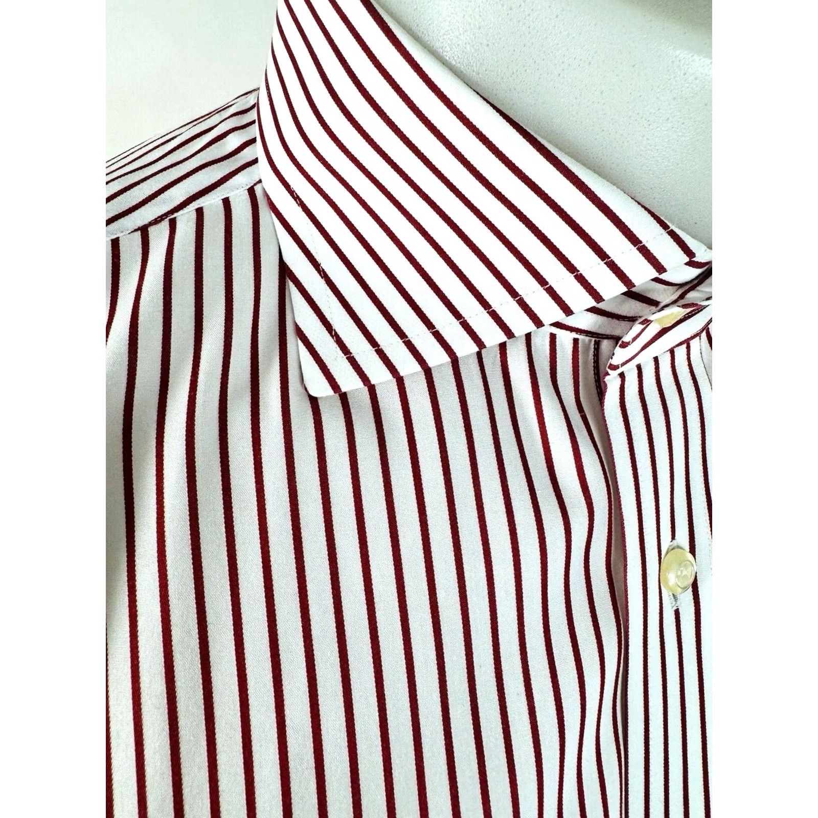 Vintage Boggi Milano - Striped Shirt Mens 17.5 / 44 Dress Shirt Regular Size Red White - 90s Style? Size US XXL / EU 58 / 5 - 2 Thumbnail