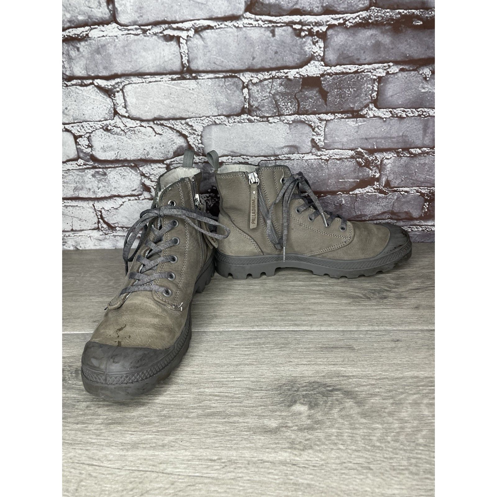 Palladium Palladium Pampa Gray Leather Lace Up Lined Combat Boots Wome Size US 7.5 / IT 37.5 - 3 Thumbnail