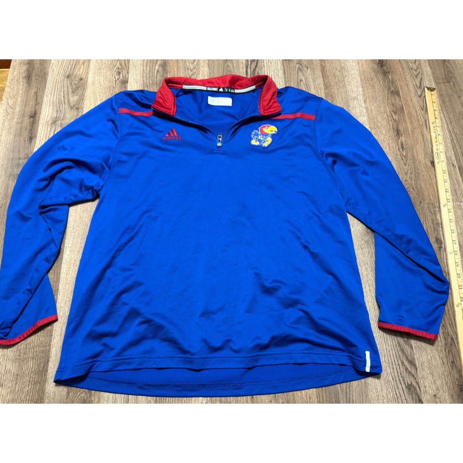 Adidas Adidas Shirt Men XL Blue Red 1/4 Zipper Pullover Kansas Jayhawks Modern Sportswear Size US XL / EU 56 / 4 - 2 Thumbnail