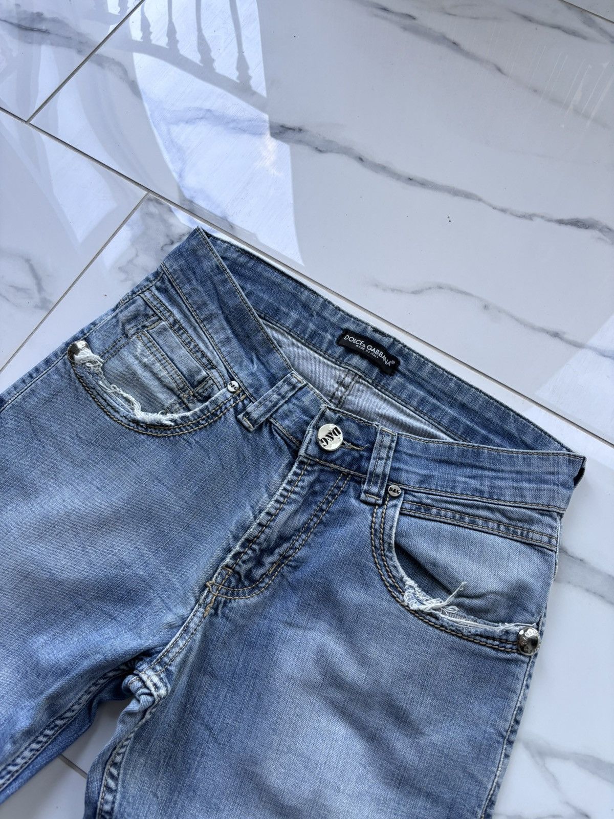 Dolce & Gabbana Vintage Y2K Dolce Gabbana Jeans 00’s Big Logo Washed Denim Size US 29 - 9 Thumbnail