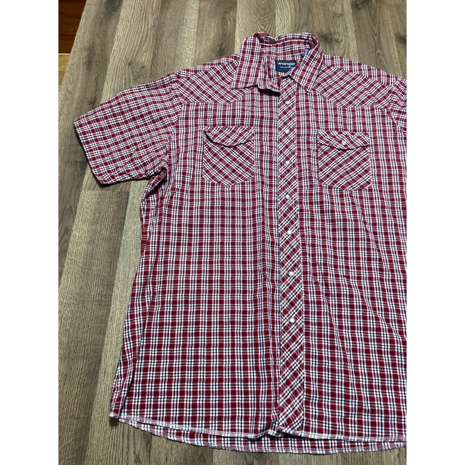 Wrangler Wrangler Shirt Mens 2XL Red White Plaid Button Up Western Shirt Size US XXL / EU 58 / 5 - 3 Thumbnail