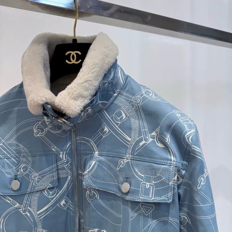 Hermes Hermes Blue and White Printed Parka Cotton Jacket Size XXS / US 00 / IT 34 - 4 Thumbnail