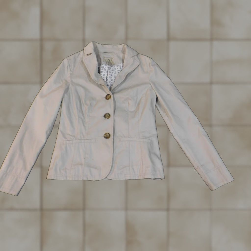 Vintage L.L. Bean Jacket Trench Coat Womens 0 Beige Lined Canvas Button Retro Classic Casual Fall Spring Womens Size XS / US 0-2 / IT 36-38 - 1 Thumbnail