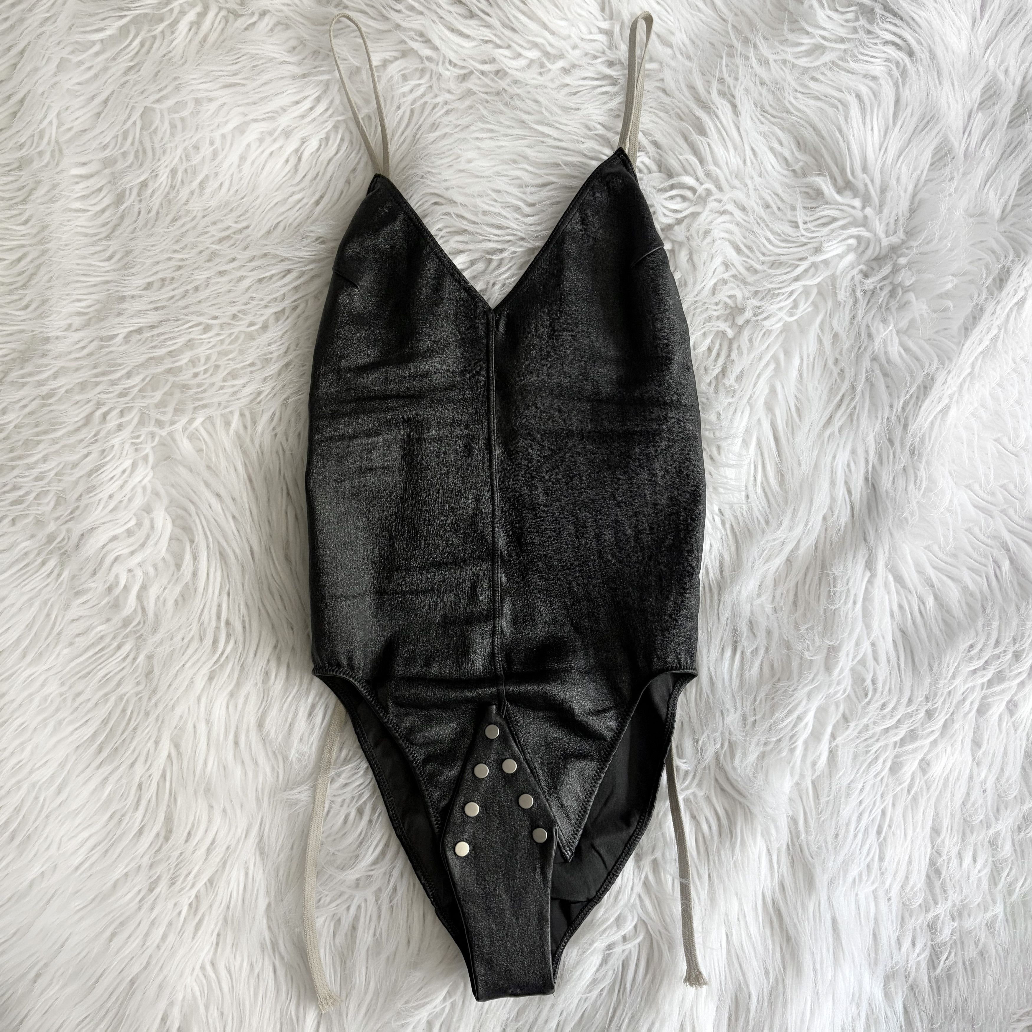 Rick Owens Rick Owens Black Leather Sally Bodysuit Larry F/W 19 38 IT Size XS / US 0-2 / IT 36-38 - 2 Thumbnail