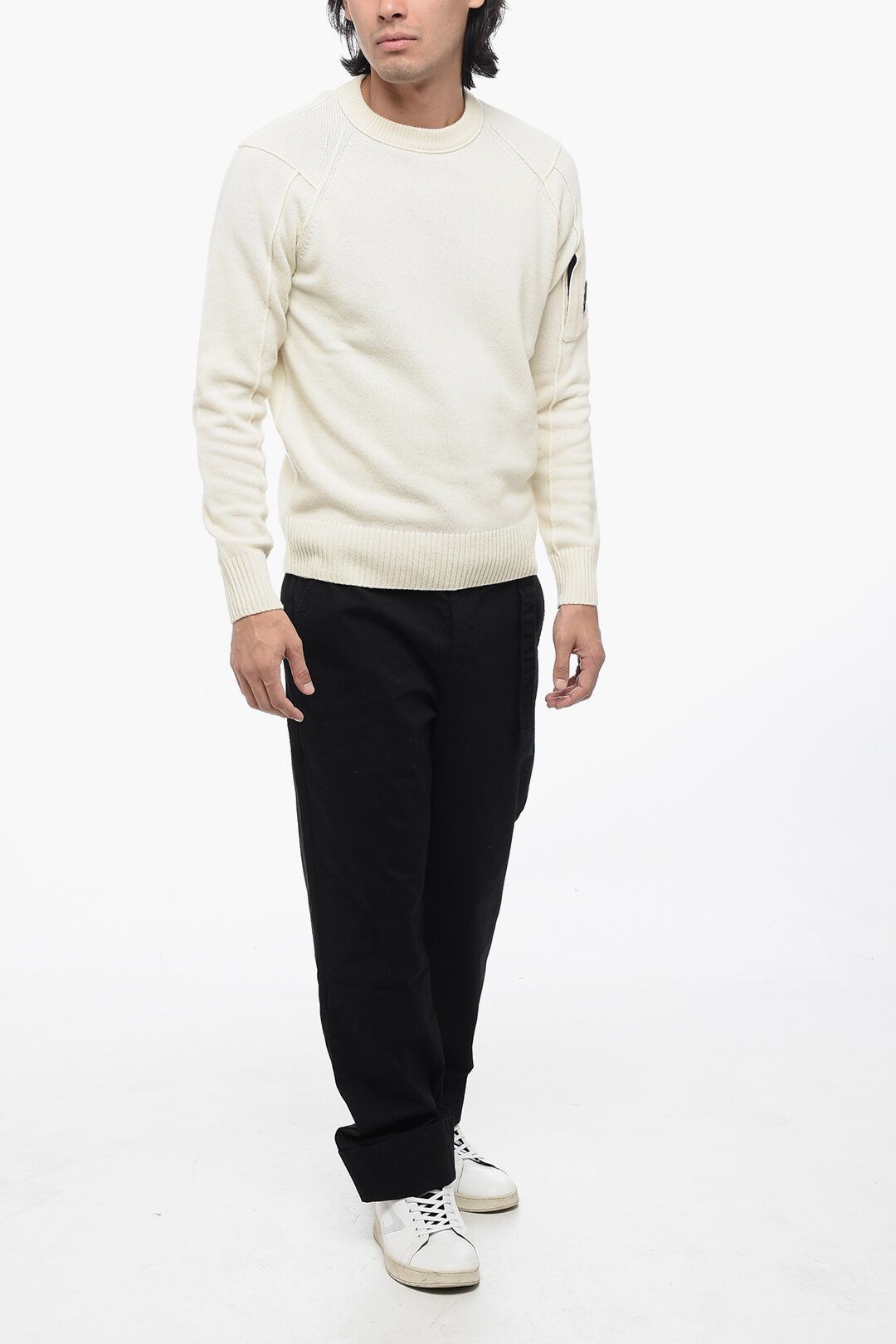 C.P. Company og1mm1024 Wool Sea Island Sweater in White Size US S / EU 44-46 / 1 - 4 Thumbnail