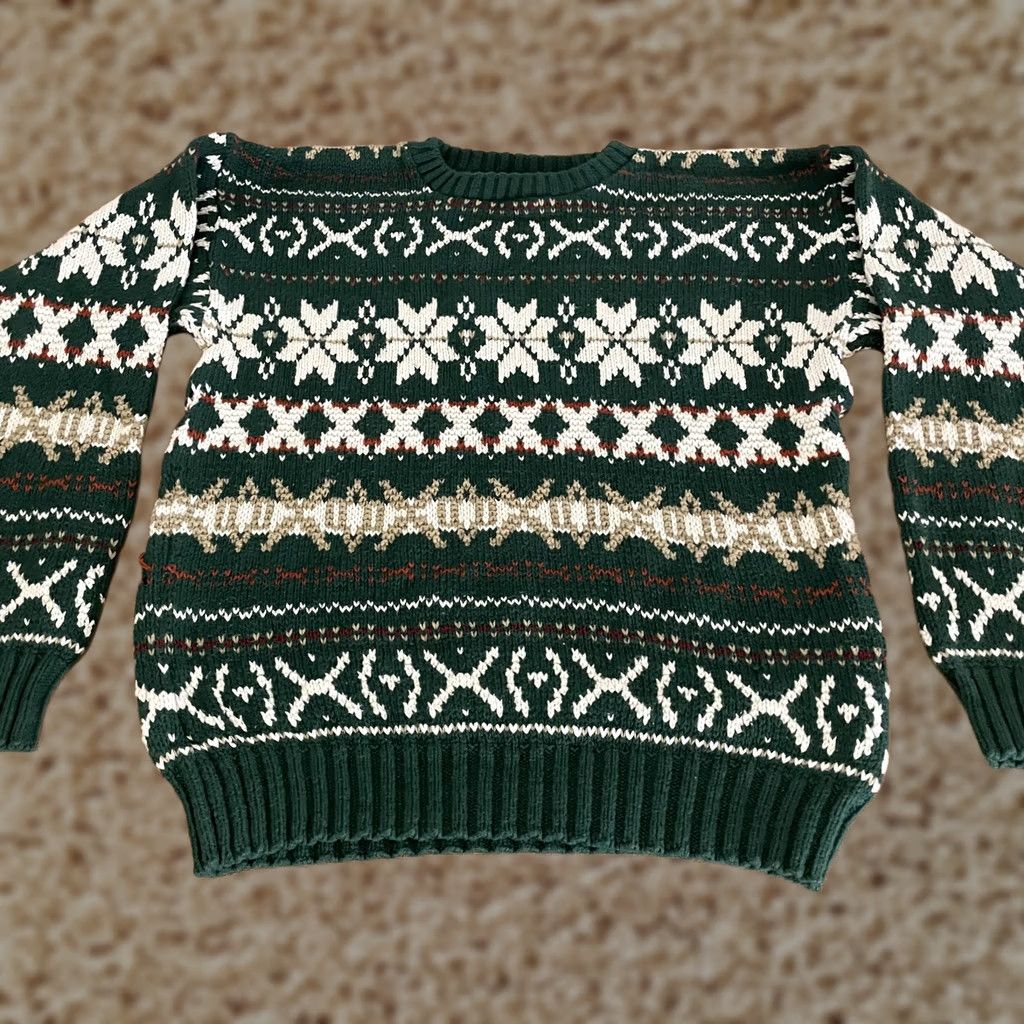 Vintage VINTAGE American Portrait Sweater Mens Medium Crewneck Fair Isle Made USA 90s Green Crew Neck Knitted Pullover Sweatshirt Mens Size US M / EU 48-50 / 2 - 1 Thumbnail
