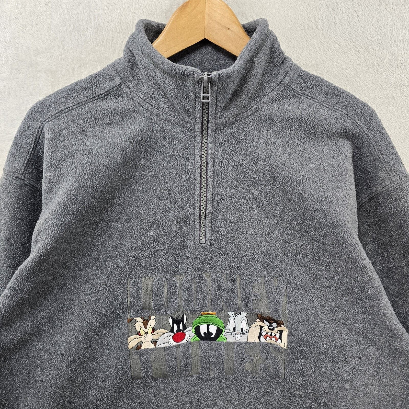 Warner Bros Vintage Looney Tunes 1/4 Zip Fleece Large Taz Wile Bugs Y2K Size US L / EU 52-54 / 3 - 4 Thumbnail