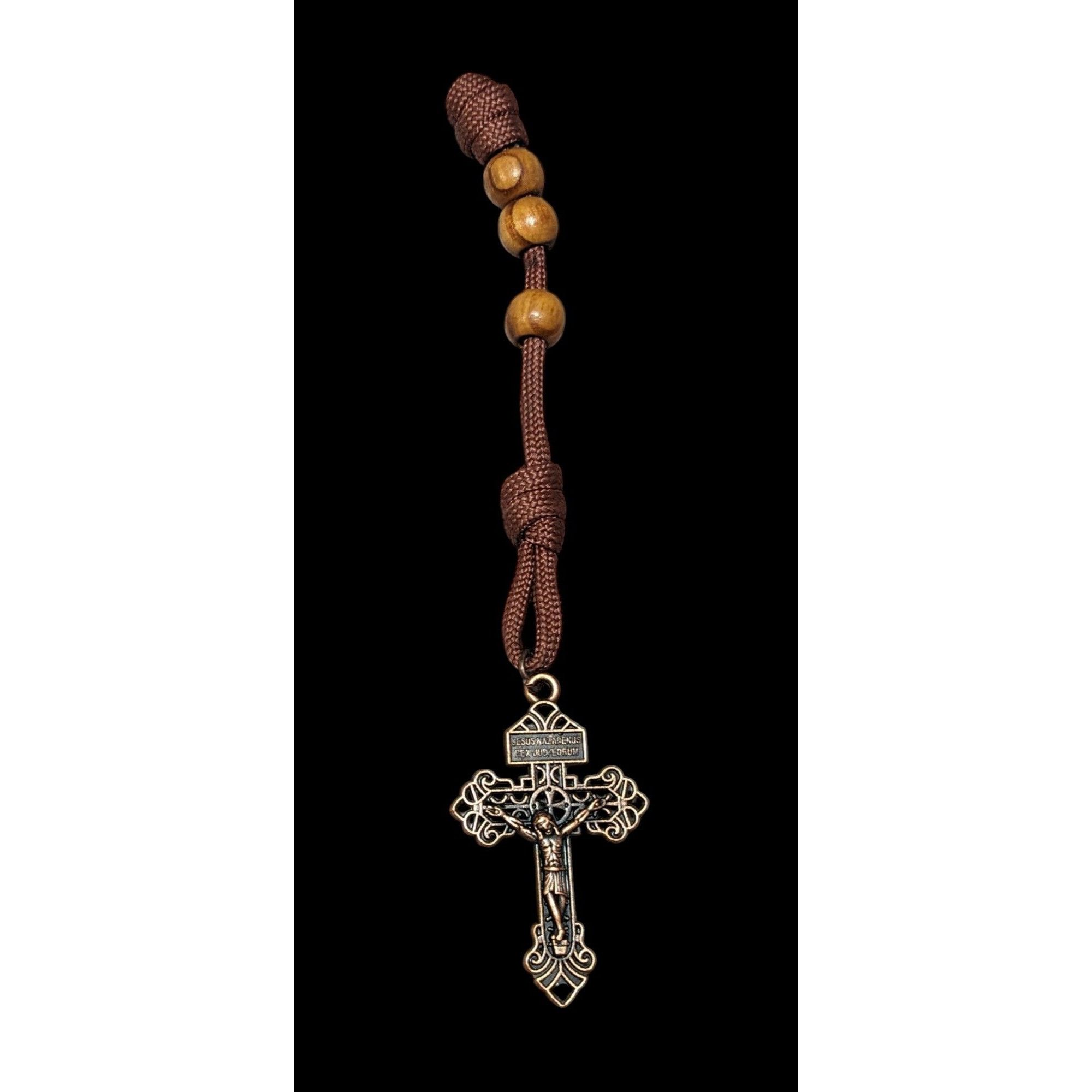 Other Olive Wood Beaded Copper tone Mini/Pocket Rosary Size ONE SIZE - 2 Thumbnail