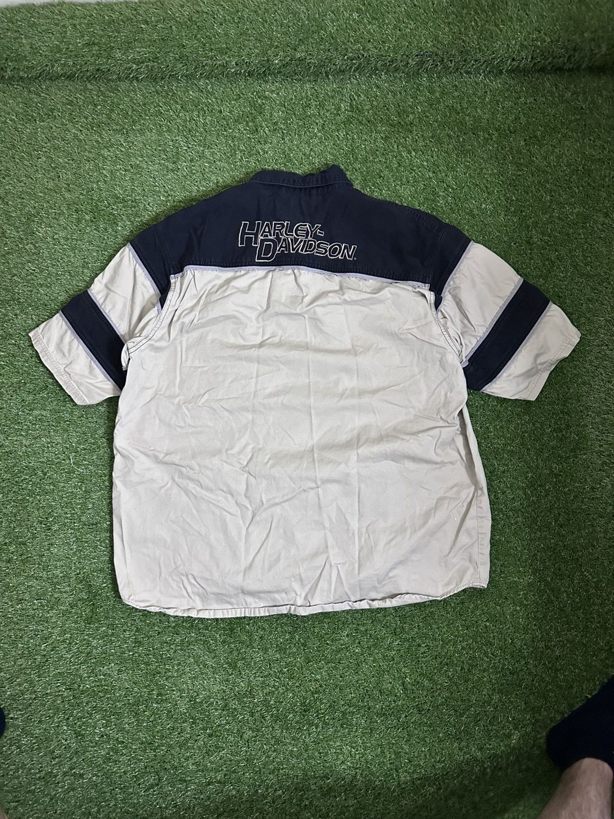 Harley Davidson × Vintage 1990s mechanic short sleeve Harley Davidson button up Size US XL / EU 56 / 4 - 2 Thumbnail