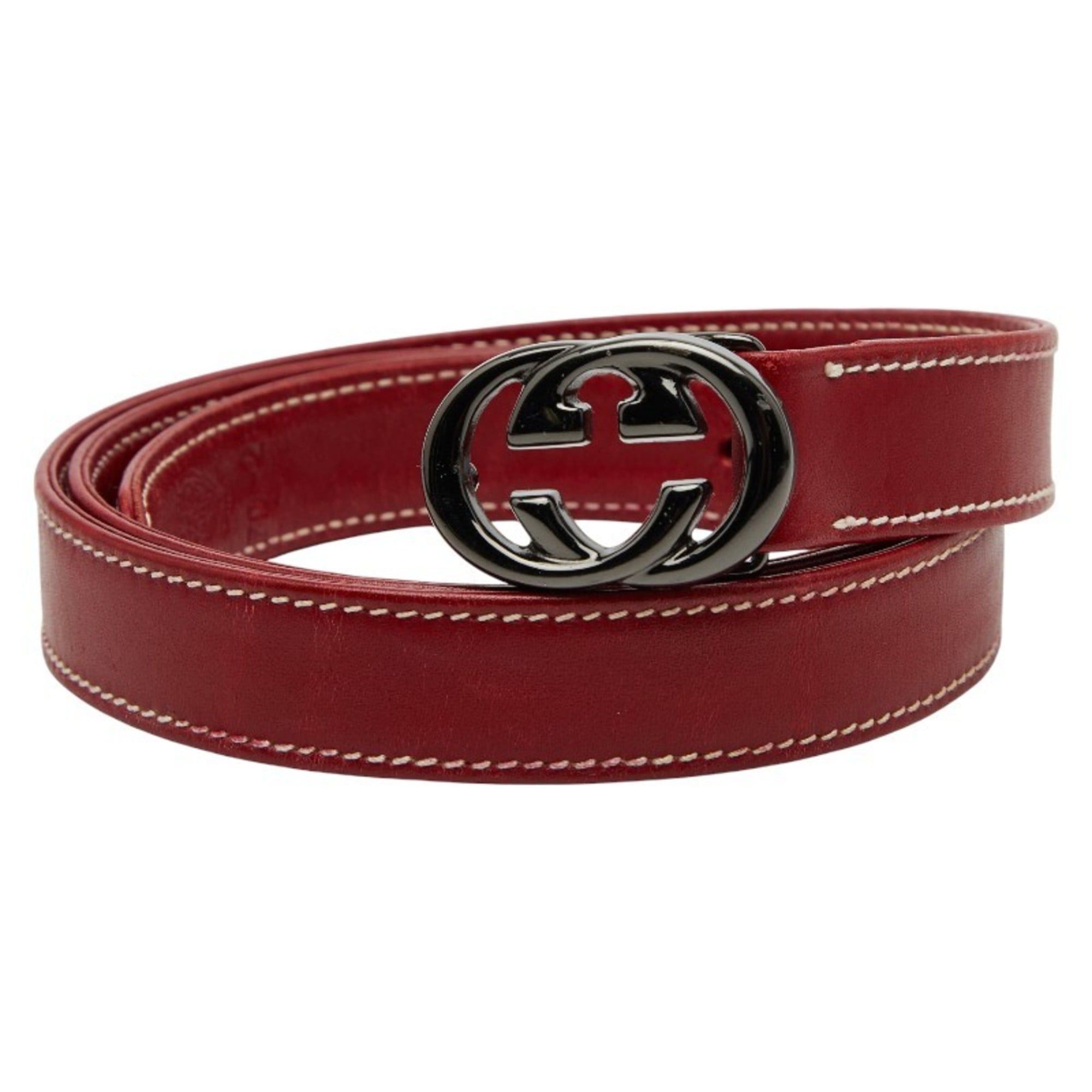 Gucci Gucci Belt Size: 70 28 Red Leather Women's GUCCI Size ONE SIZE - 1 Thumbnail
