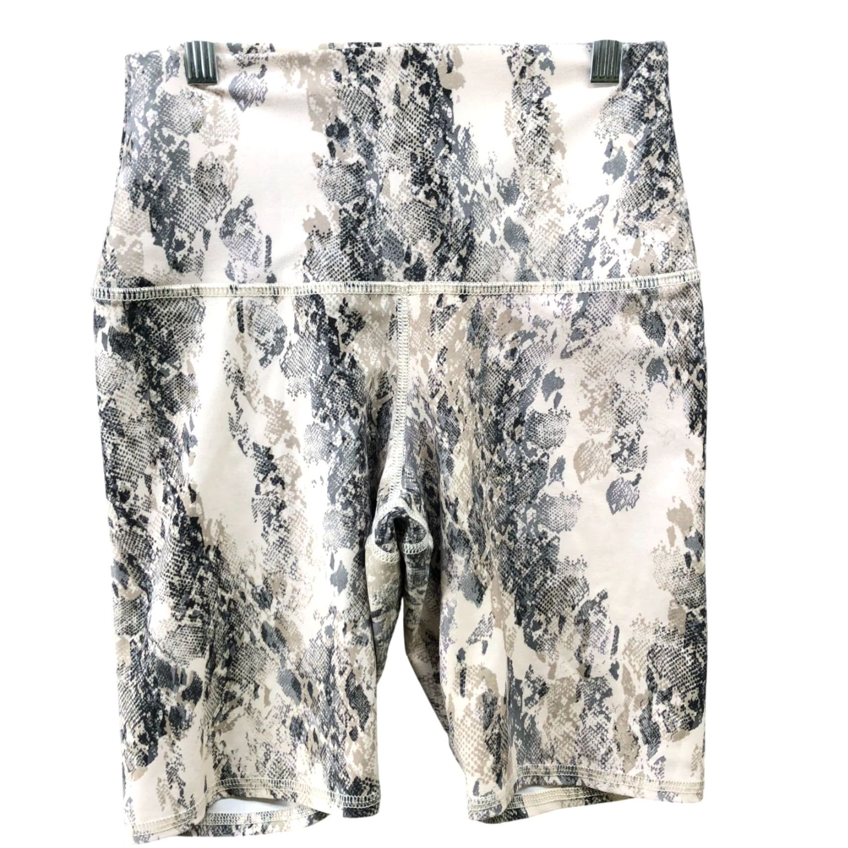 Vintage Evolution & Creation Biker Shorts Womens S Snakeskin Print Beige Black High Rise 9 in Inseam Athletic Yoga Fitness Activewear Size 28" / US 6 / IT 42 - 2 Thumbnail